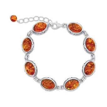 Nautica Rocks Sterling Silver Oval Amber Cabochon Bracelet