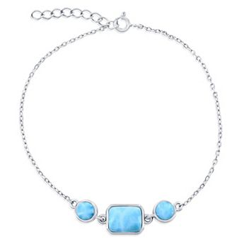 Nautica Rocks Sterling Silver Three-Stone Larimar Bracelet
