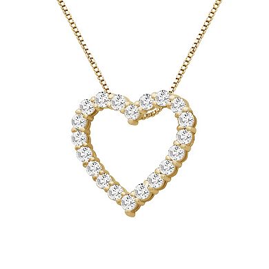 Jewelexcess Sterling Silver 1 Carat T.W. Lab-Grown Diamond Heart Pendant