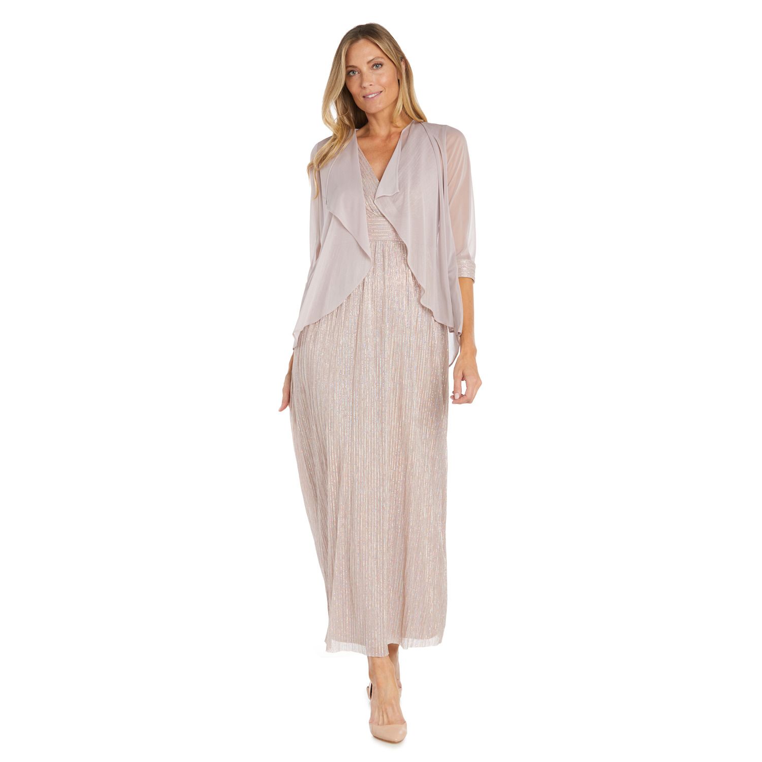 Женские платья R&M Richards 2 pc Matte Jersey Chiffon Dress & Jacket Set