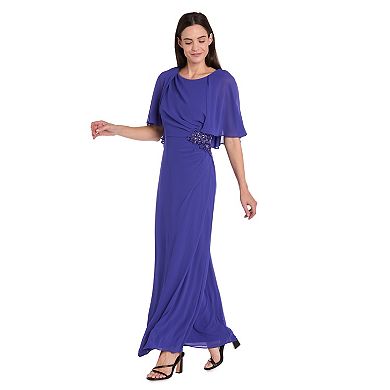 Women's R&M Richards Attached Caplet Long Chiffon Dress
