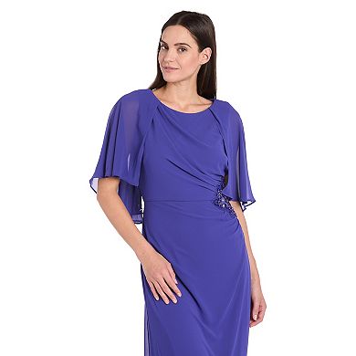 Women's R&M Richards Attached Caplet Long Chiffon Dress