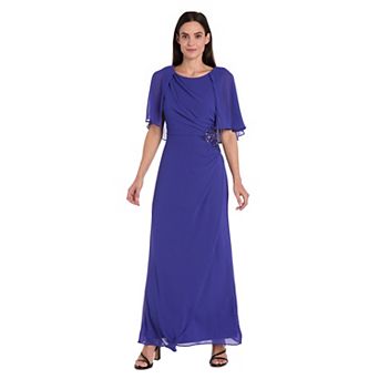 Women's R&M Richards Attached Caplet Long Chiffon Dress