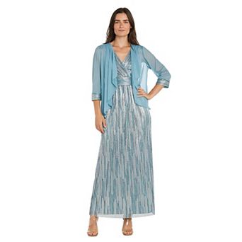 Women's R&M Richards 2 pc Matte Chiffon Jacket & Dress Set