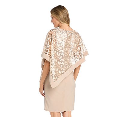 Women's R&M Richards Leaf Sequin Pattern Short Poncho Dress