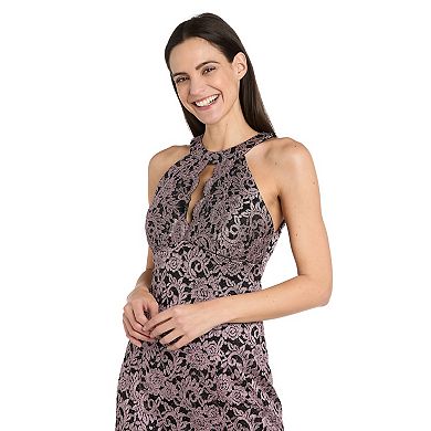 Women's R&M Richards Keyhole Neckline Midi Lace Dress