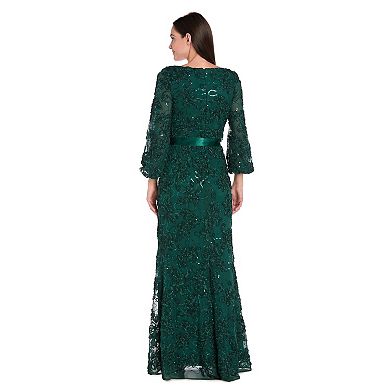 Women's R&M Richards Long Stretch Soutache Lace Dress