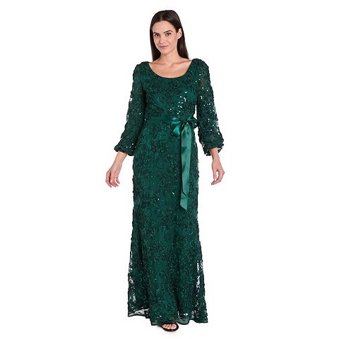 Женские платья R&M Women's R&M Richards Long Stretch Soutache Lace Dress