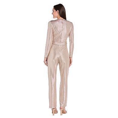 Women's R&M Richards Long Sleeve Metallic Jumpsuit