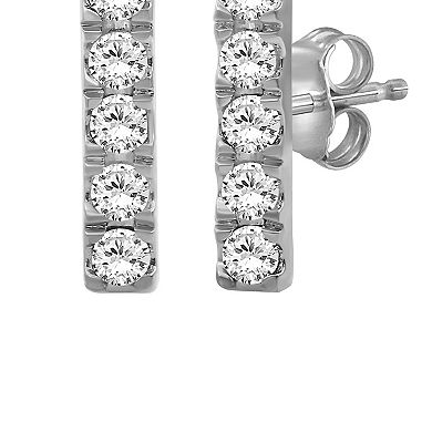 Jewelexcess Sterling Silver 1/4 Carat T.W. Lab-Grown Diamond Bar Stud Earrings