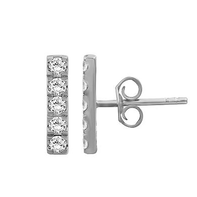 Jewelexcess Sterling Silver 1/4 Carat T.W. Lab-Grown Diamond Bar Stud Earrings