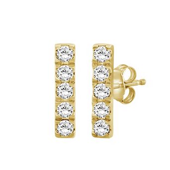 Jewelexcess Sterling Silver 1/4 Carat T.W. Lab-Grown Diamond Bar Stud Earrings