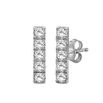 Jewelexcess Sterling Silver 1/4 Carat T.W. Lab-Grown Diamond Bar Stud Earrings