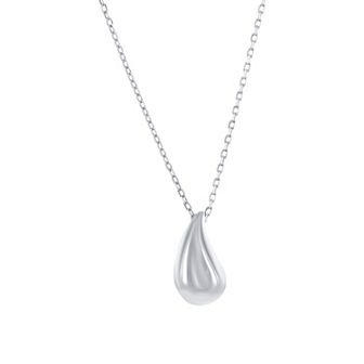 Argento Bella Puffed Teardrop Pendant Necklace