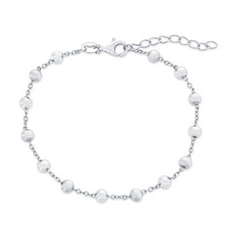 Argento Bella Sterling Silver Brushed & Polished Bead Bracelet