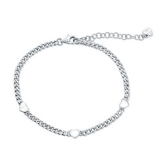 Argento Bella Heart Link Cuban Chain Bracelet
