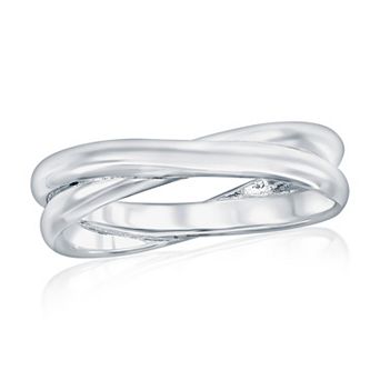 Argento Bella Sterling Silver Crossover Band Ring