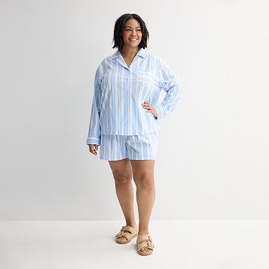 Plus Size Sonoma Goods For Life® Woven Notch Pajama Shirt