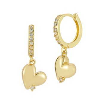WINX Cubic Zirconia Heart Charm Huggie Earrings