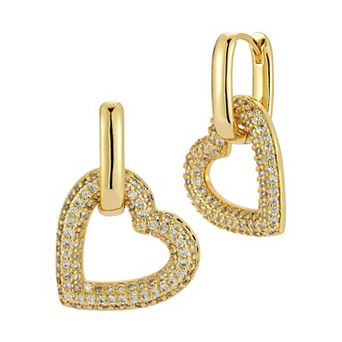 WINX Pave Heart Drop Hoop Earrings