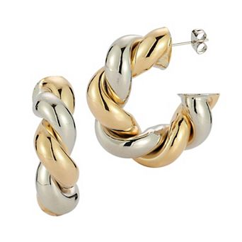 WINX Two Tone Twisty Hoop Earrings