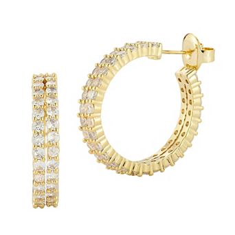 WINX Rhodium Plated Pave Double Hoop Earrings