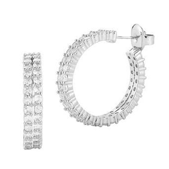 WINX Rhodium Plated Pave Double Hoop Earrings