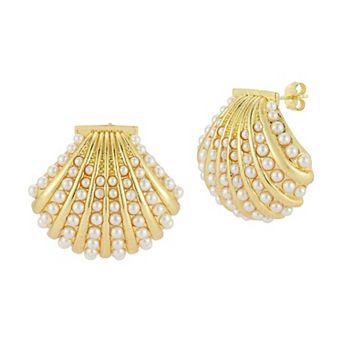 WINX Faux Pearl Seashell Stud Earrings