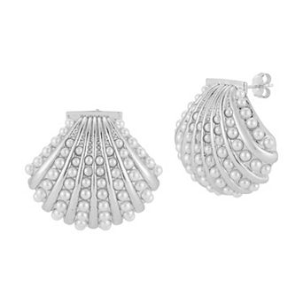 WINX Faux Pearl Seashell Stud Earrings