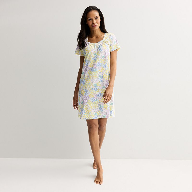 Petite Croft & Barrow® Short Sleeve Pajama Sleepshirt, Women's,