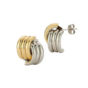 WINX Two Tone Duo Hoop Stud Earrings