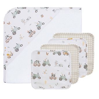 Living Textiles Baby Tractor Ride 5 pc Bath Gift Set