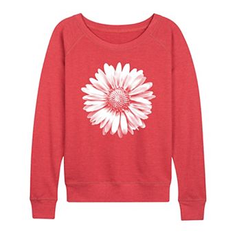 Plus Size White Daisy French Terry Long Sleeve Tee