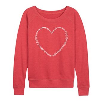 Plus Size Floral Heart Outline French Terry Long Sleeve Tee