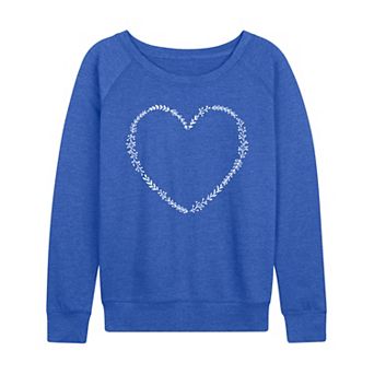 Plus Size Floral Heart Outline French Terry Long Sleeve Tee