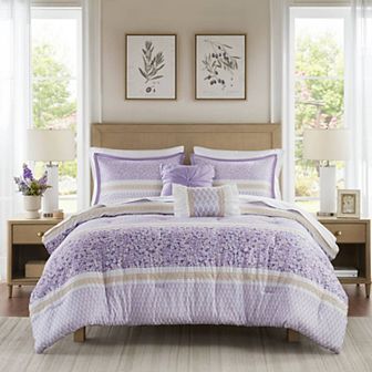 Madison Park Evian 5 pc Seersucker Comforter Set with Coordinating Throw Pillows