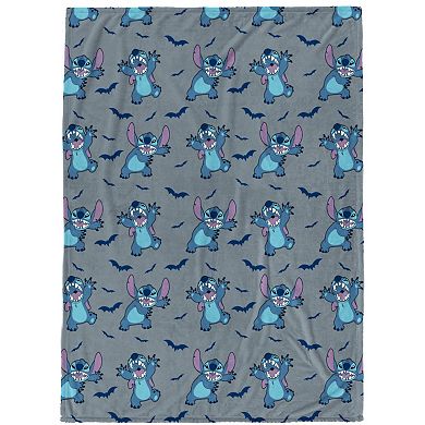 Disney's Lilo & Stitch Allover Halloween Stitch & Bats Print Throw Blanket