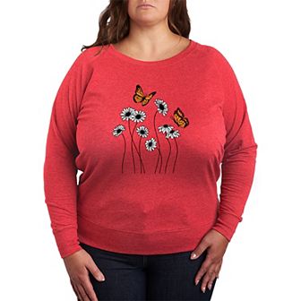 Plus Size Wildflower Garden French Terry Long Sleeve Tee