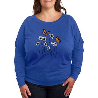Plus Size Wildflower Garden French Terry Long Sleeve Tee