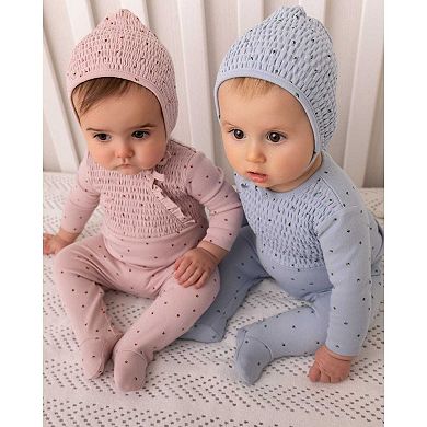 2 Piece Baby Girls "Sweet Cherry" 100% Cotton Smocked Footie Set