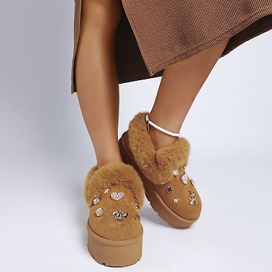 London Rag Zeta Women's Charm Detail Slip-On Winter Boots