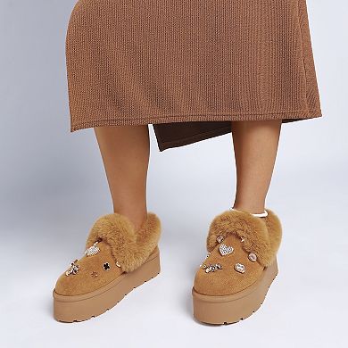 London Rag Zeta Women's Charm Detail Slip-On Winter Boots