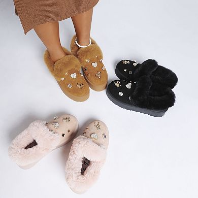 London Rag Zeta Women's Charm Detail Slip-On Winter Boots