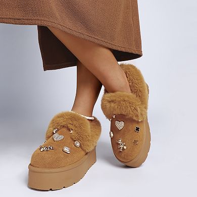 London Rag Zeta Women's Charm Detail Slip-On Winter Boots