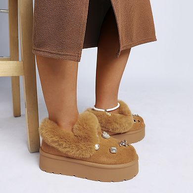 London Rag Zeta Women's Charm Detail Slip-On Winter Boots