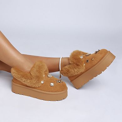 London Rag Zeta Women's Charm Detail Slip-On Winter Boots