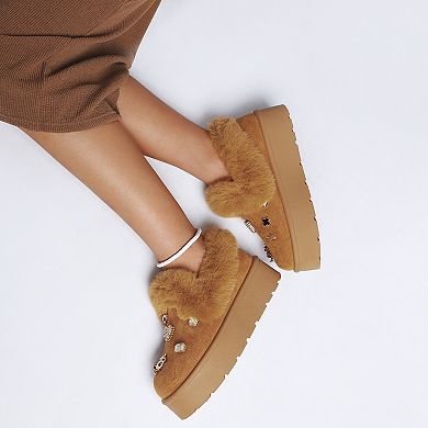 London Rag Zeta Women's Charm Detail Slip-On Winter Boots