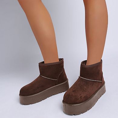London Rag Derta Women's Soft Microfiber Snow Boots