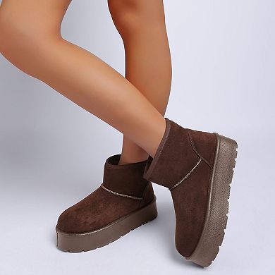 London Rag Derta Women's Soft Microfiber Snow Boots