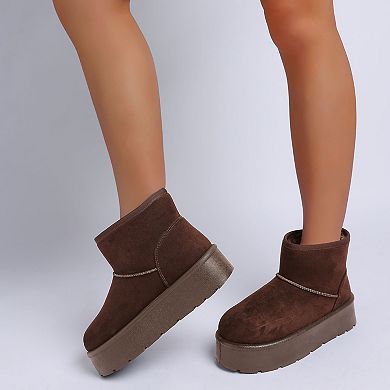 London Rag Derta Women's Soft Microfiber Snow Boots